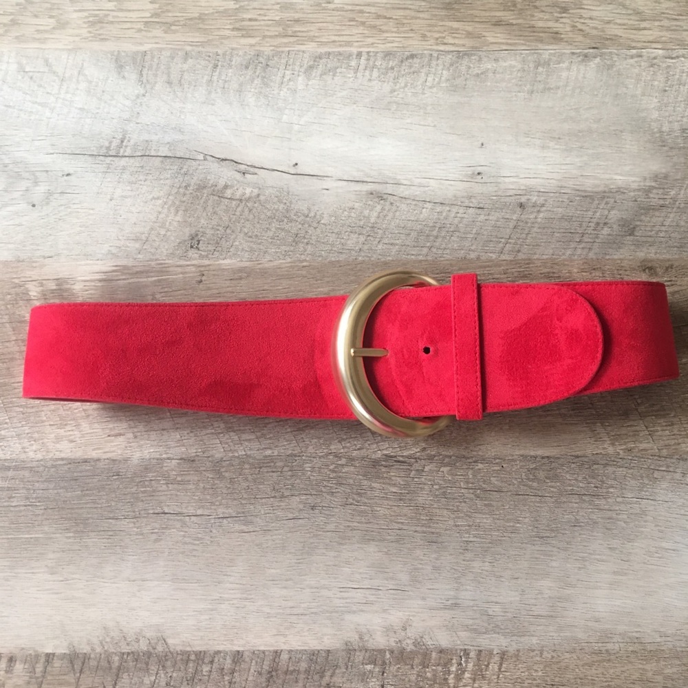 Donna Karan red suede wide belt